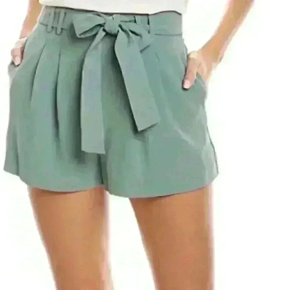 PARKER High Waisted Crepe Shorts Greenbria Size L